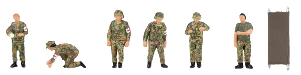 Soldaten im Sanitätsdienst -1:87 - 6 Figuren + Trage