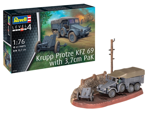 Krupp Protze KFZ 69 with 3,7cm Pak - 1:76 - 61 Bauteile