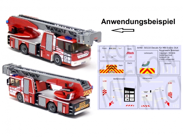 Decalbogen - MB Econic DLK Feuerwehr Bremen