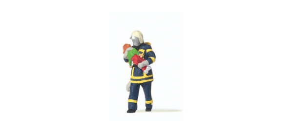 Feuerwehrmann, Kind rettend - Uniform -blau