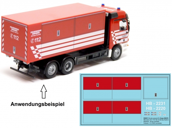 Feuerwehr Bremen - Ergänzungsdecals für Herpa (090278) MB Actros WLF AB-Bau/Technik