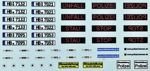 Polizei Bremen VW Passat Decals passend für Herpa 929943 & 941136