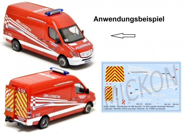Decalbogen - MB Sprinter '13 GW Logistik Feuerwehr Bremen