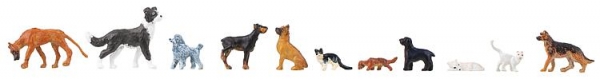 Hunde und Katzen - H0 11 Figuren
