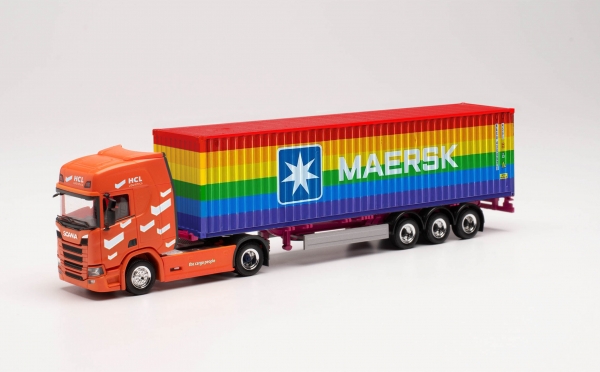 Scania CR 20 HD Container-Sattelzug „HCL Logistics/40 ft. Maersk Rainbow“ (Rheinland-Pfalz/Ludwigsha